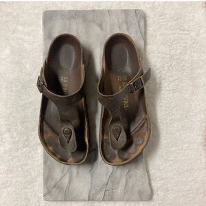 Birkenstock Gizeh Size 7.5 38 Brown Leather Sandals